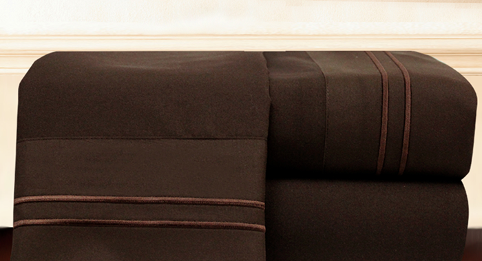 HOTEL EMBROIDERED SHEET SET BROWN